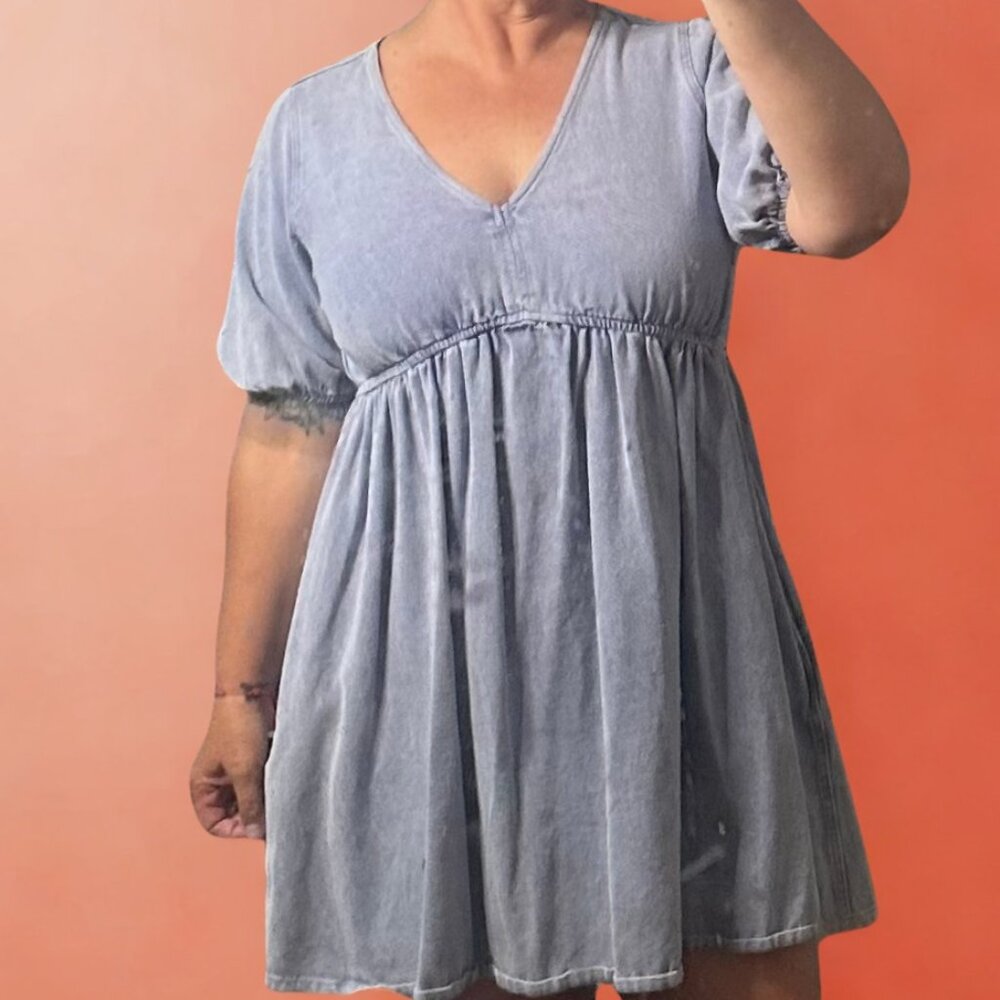 She+Sky Denim Babydoll Dress with Pockets - Size L